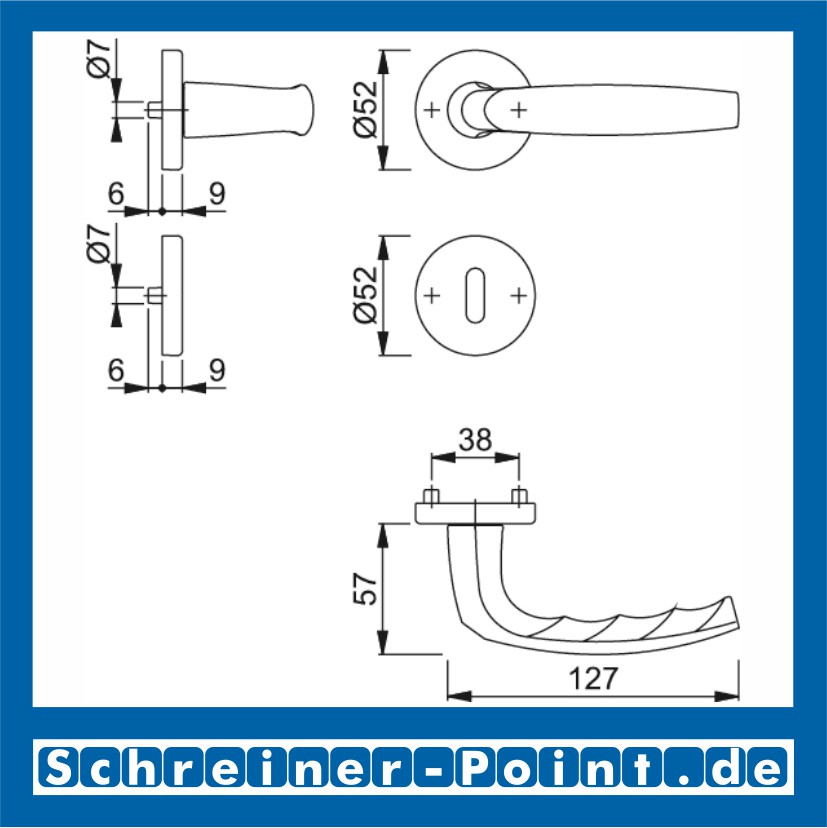 Hoppe Atlanta Aluminium Rosettengarnitur F1 Natur 1530/42KV/42KVS, 2791221, 2320913, 2791264, 2791301, 2409791, 2791547